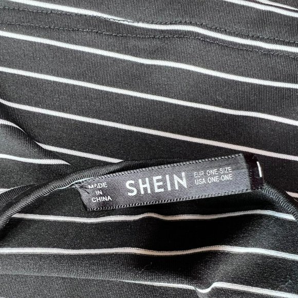 Shein Black White Stripes Halter Crop Top Tie Back Women's One Size - Picture 7 of 8
